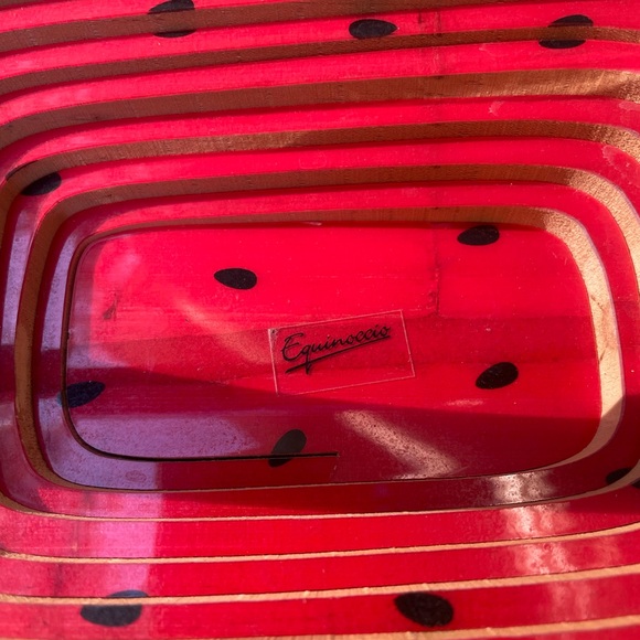 Pair of Vintage Equinoccio Red Apple and Watermelon Collapsable Wood Cut Display - Picture 5 of 13